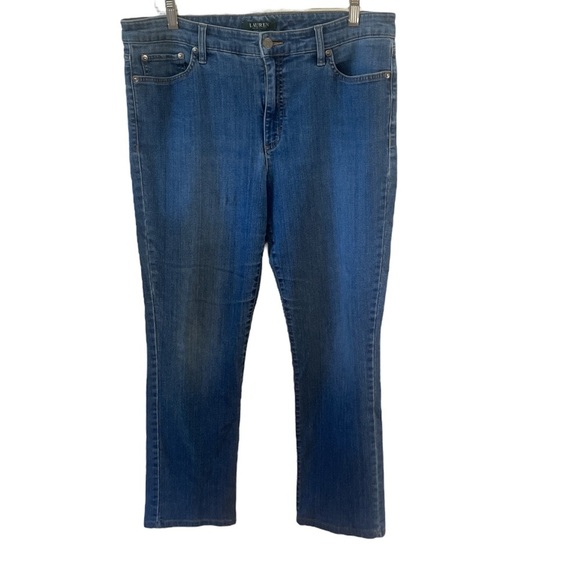 Lauren Ralph Lauren Jeans Denim Straight Leg Ankle Women's 12 Mid Rise Stretch - Picture 1 of 6